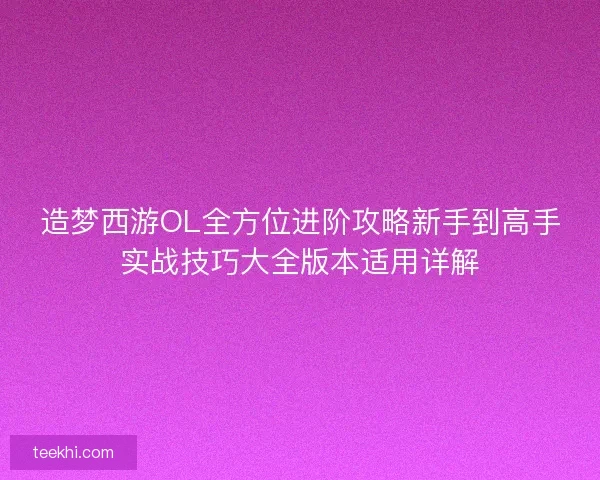 造梦西游OL全方位进阶攻略新手到高手实战技巧大全版本适用详解