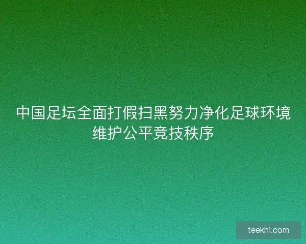 中国足坛全面打假扫黑努力净化足球环境维护公平竞技秩序